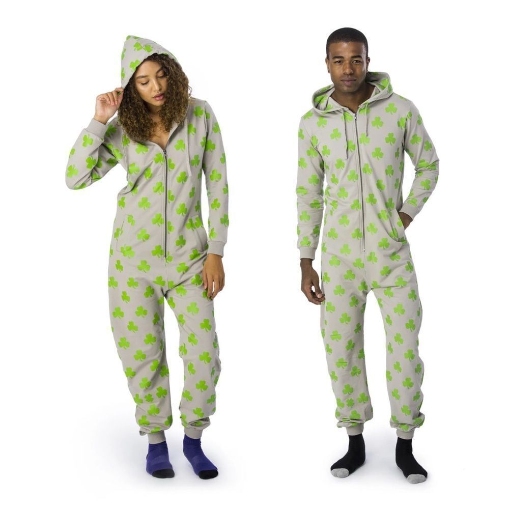 ARTHUR GEORGE Grey and Green Clover Hooded Onesie